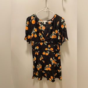 Leith black and orange printed dress